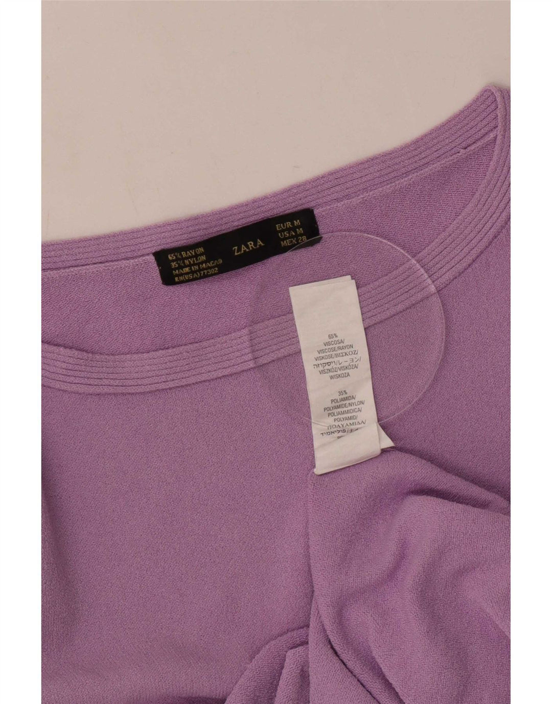 Top femeie Zara cu mâneci 3/4 UK 12 Viscoză violet mediu