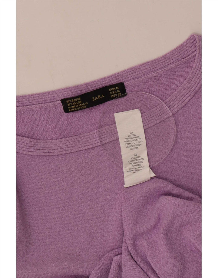 Top femeie Zara cu mâneci 3/4 UK 12 Viscoză violet mediu
