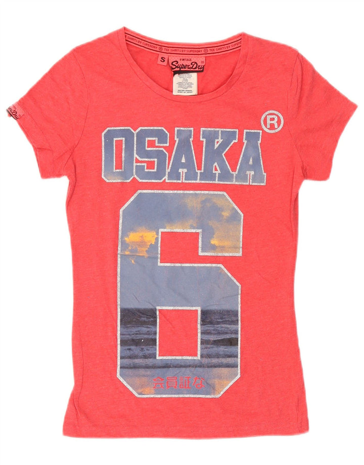 Tricou cu grafic Osaka Superdry pentru femei Top UK 10 Small Pink Bumbac