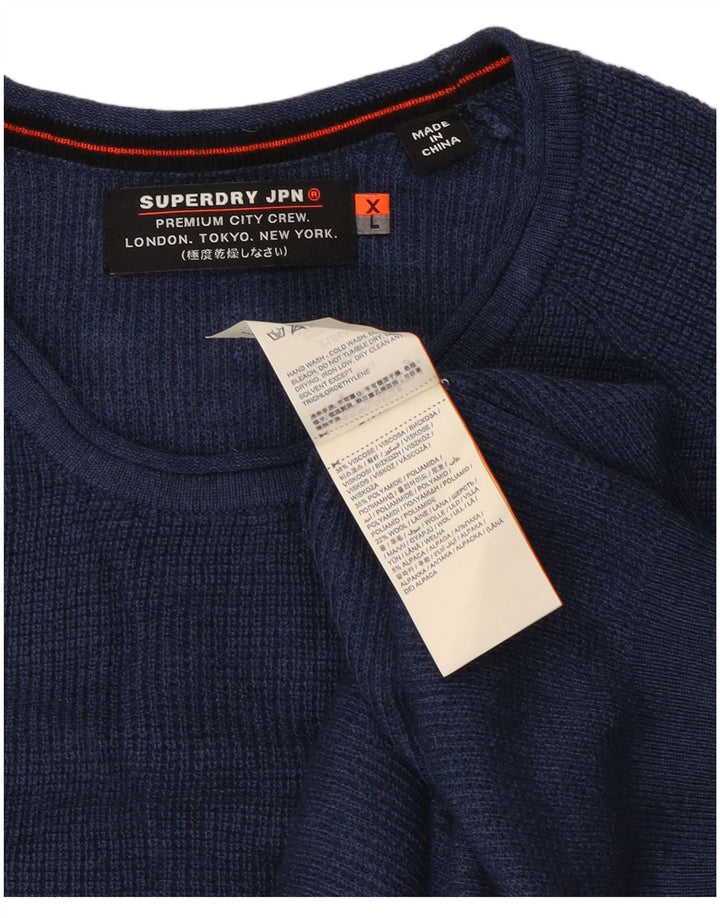 Pulover Superdry pentru bărbați cu gât crew, XL, viscoză bleumarin