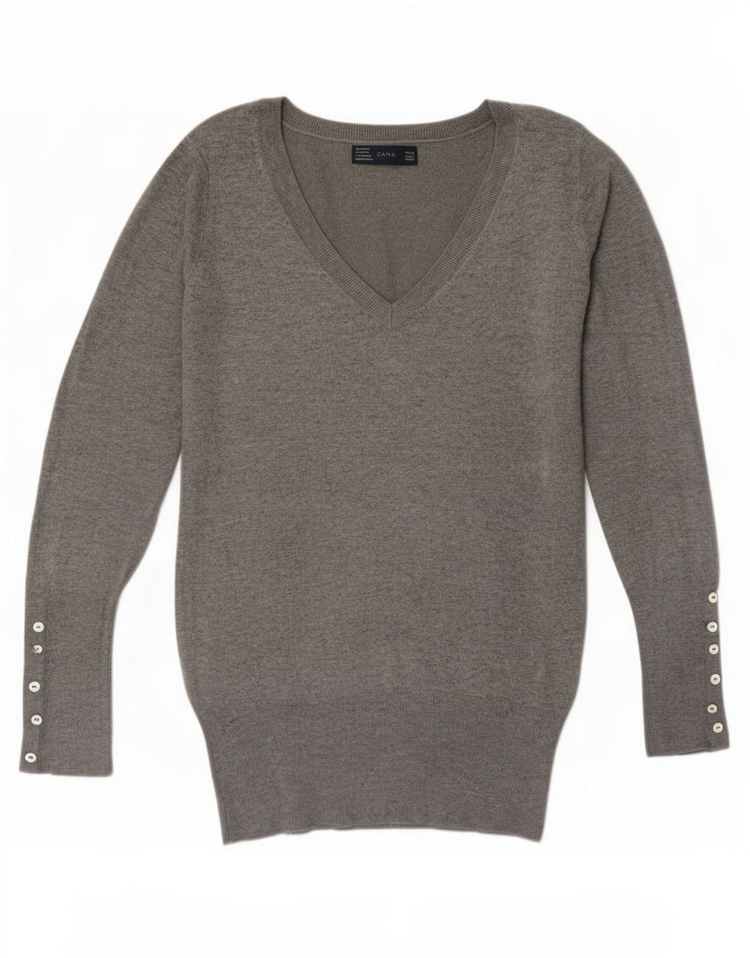 Pulover cu decolteu în V Zara pentru femei UK 12, gri mediu