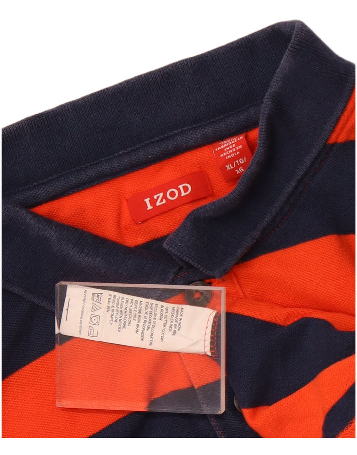Cămașă polo Izod pentru bărbați XL, bumbac cu dungi portocalii