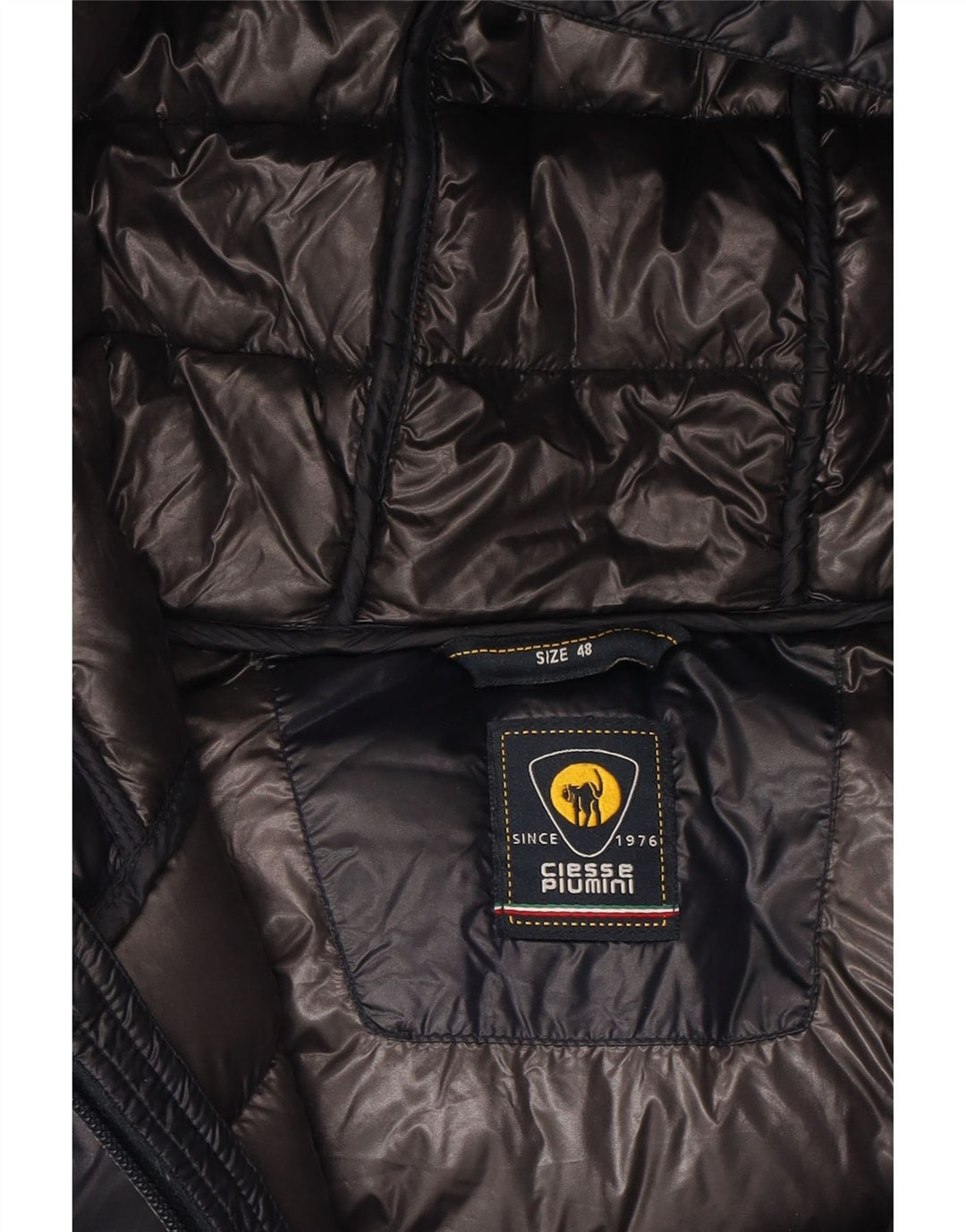 CIESSE PIUMINI Mens Hooded Padded Coat IT 48 Medium Navy Blue Vintage Ciesse Piumini and Second-Hand Ciesse Piumini from Messina Hembry 