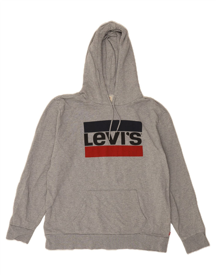 LEVI'S Mens Graphic Hoodie Jumper Large Grey Cotton Vintage Levi's and Second-Hand Levi's from Messina Hembry 