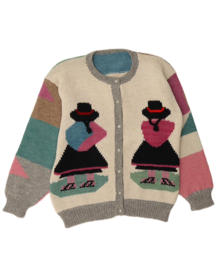 Pulover cardigan vintage pentru femei UK 16, mare, multicolore