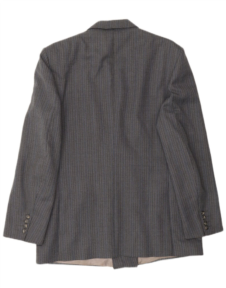 MAGEE Womens Double Breasted Blazer Jacket UK 16 Large Grey Striped