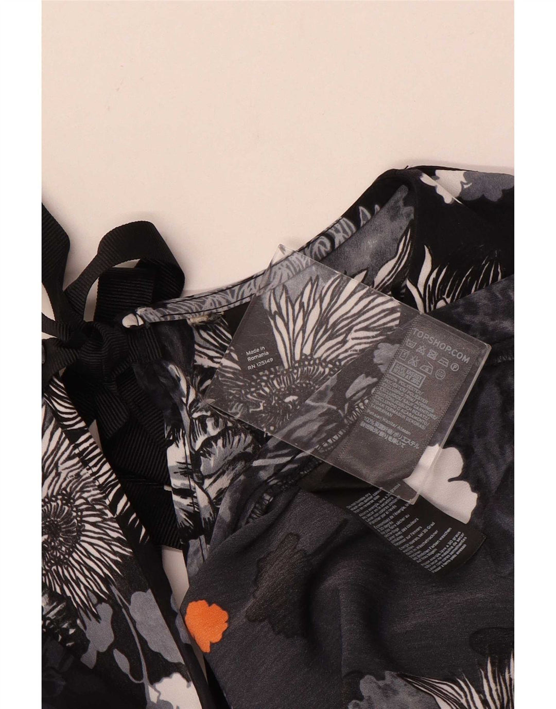 Bluză supradimensionată pentru femei Topshop UK 6 XS Poliester floral negru
