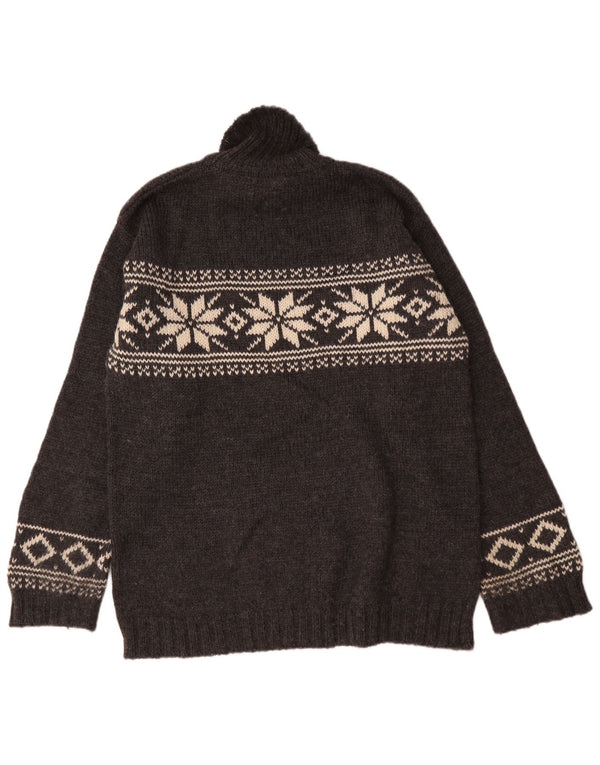 L.O.G.G Pulover pentru bărbați cu gât rulat, lână Fair Isle, gri mediu