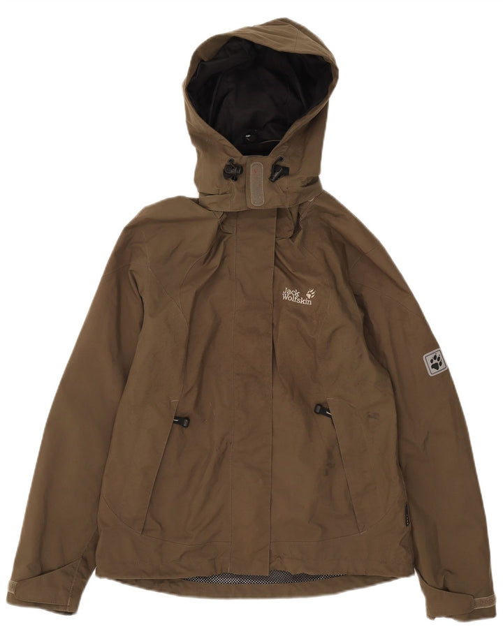Jack Wolfskin Jachetă de ploaie cu glugă pentru femei UK 8 Small Kaki Poliester