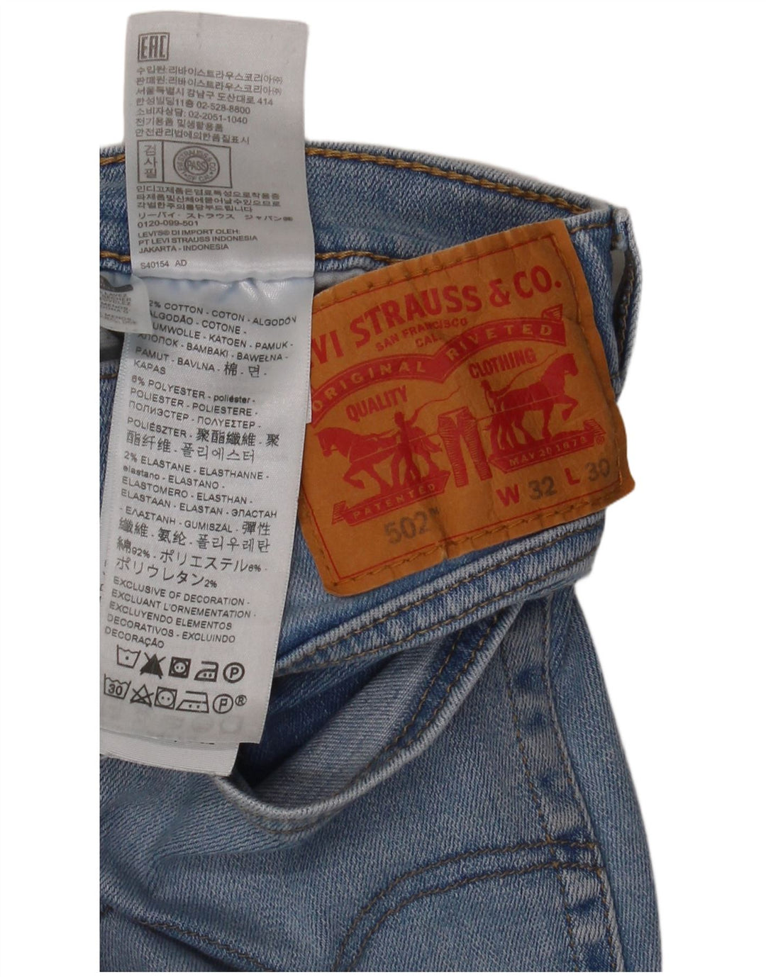 Blugi conici pentru bărbați Levi's 502 W32 L30 Bumbac albastru