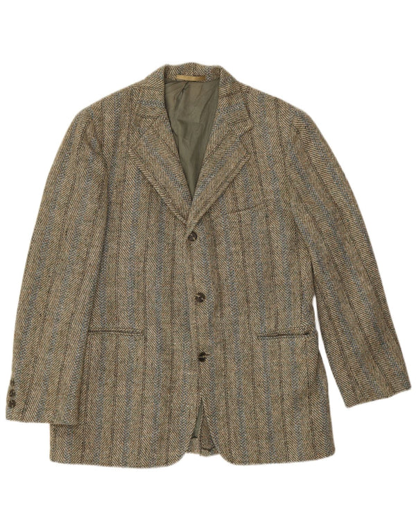 Jachetă pentru bărbați Harris Tweed, cu 3 nasturi, UK 38 Medium Khaki Herringbone