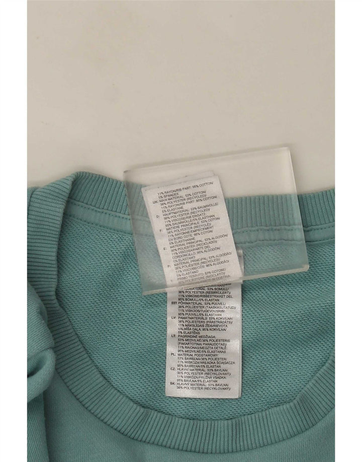 Pulover de hanorac grafic Adidas pentru femei UK 12/14 Bumbac albastru mediu