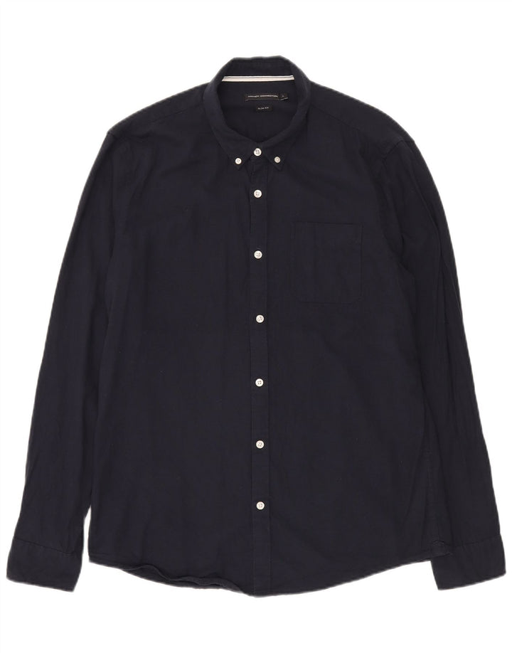 FRENCH CONNECTION Cămașă Slim Fit pentru bărbați din bumbac mare, albastru bleumarin