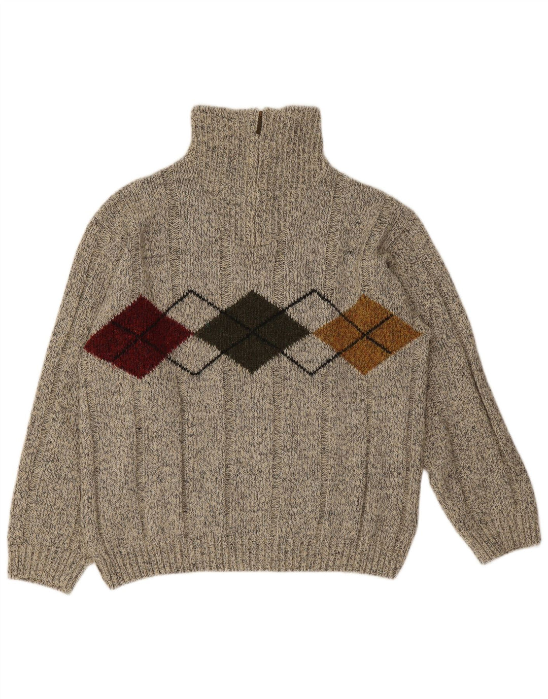 Pulover pentru bărbați Monte Carlo, cu fermoar, cu gât, IT 52, mare, gri Argyle/Diamond