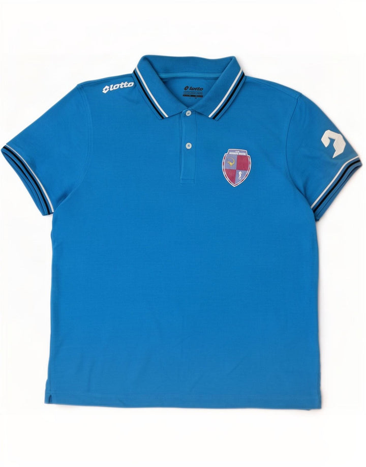 Tricou polo pentru bărbați Lotto, bumbac cu dungi albastre mari