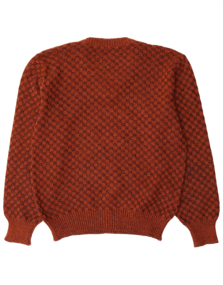 Pulover vintage pentru bărbați cu decolteu în V, mic, maro, geometric