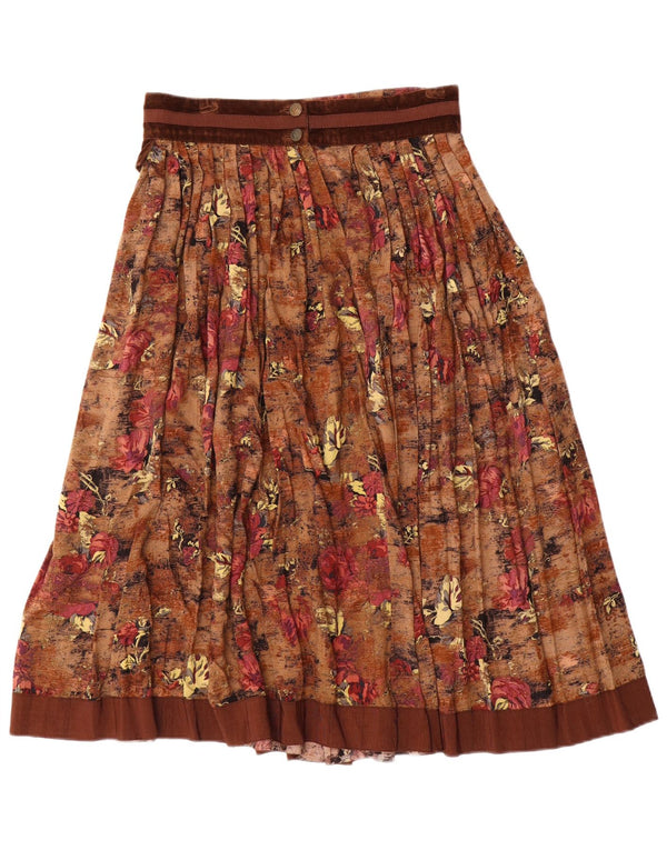 Fusta evazată plisată pentru femei Seminole IT 44 Medium W28 Brown Floral Viscose