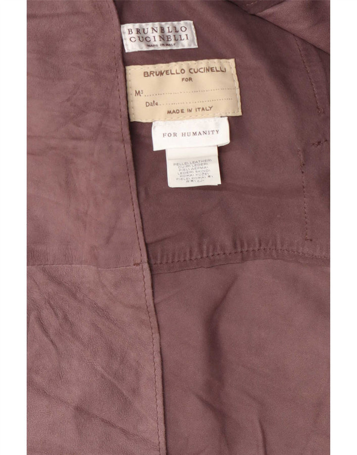 Trench din piele intoarsa fara maneci Brunello Cucinelli IT 42 Maro Mediu