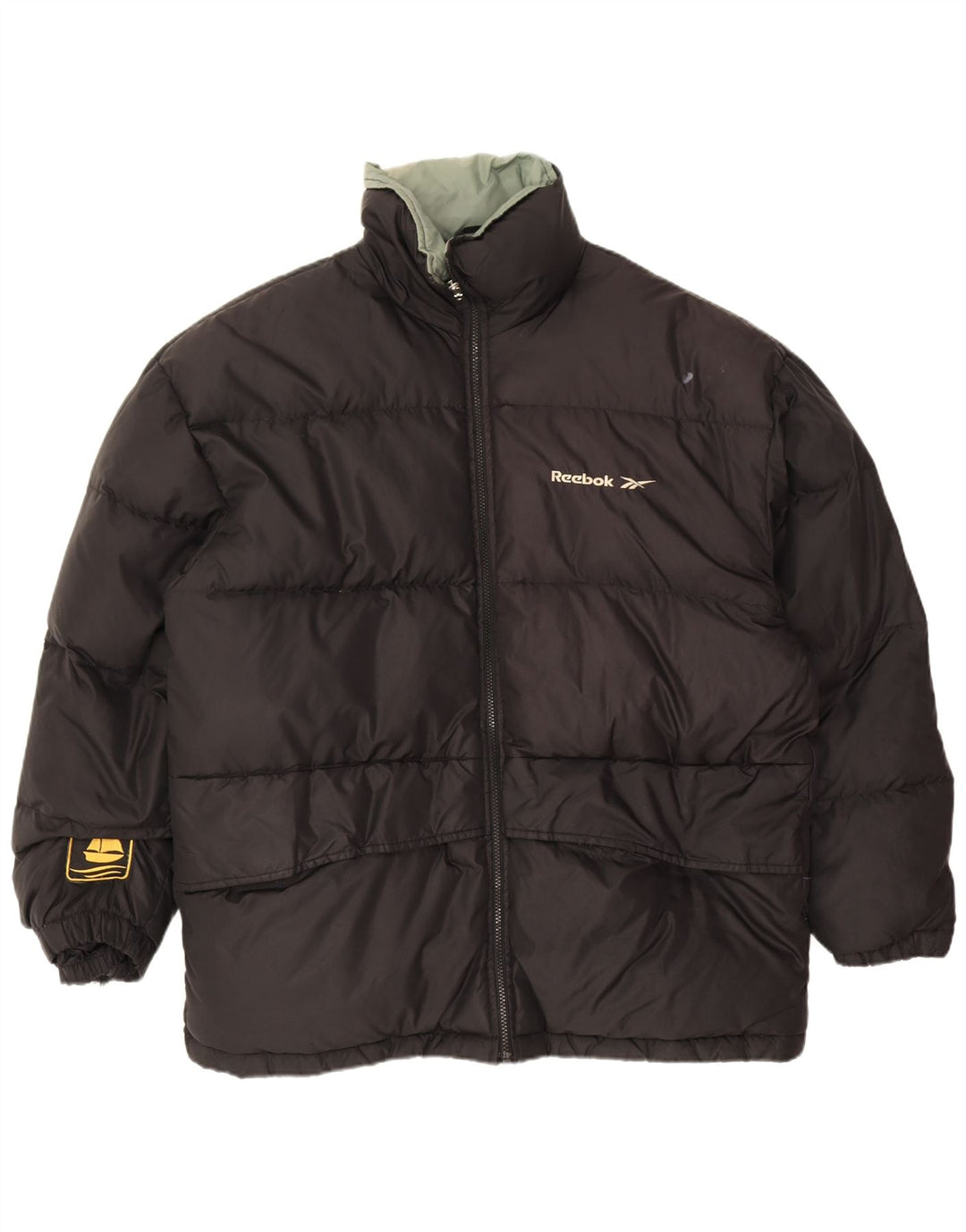 Jachetă căptușită Reebok pentru bărbați, Marea Britanie 38, mediu negru, nailon