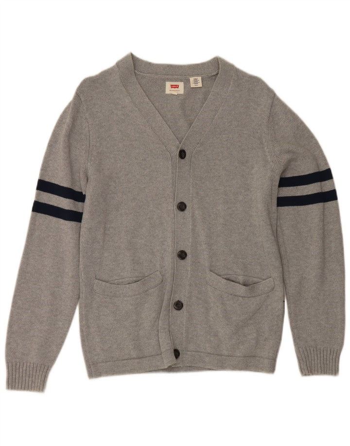 Pulover cardigan pentru bărbați Levi's, bumbac cu dungi mici, gri