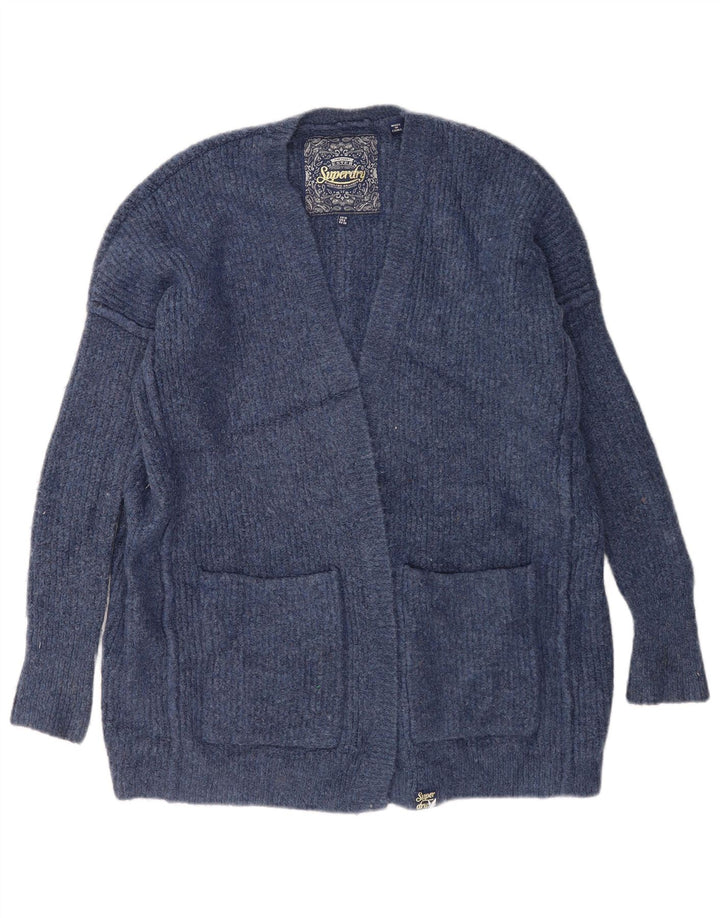 Pulover cardigan supradimensionat Superdry pentru femei UK 10 Small Blue Acrylic