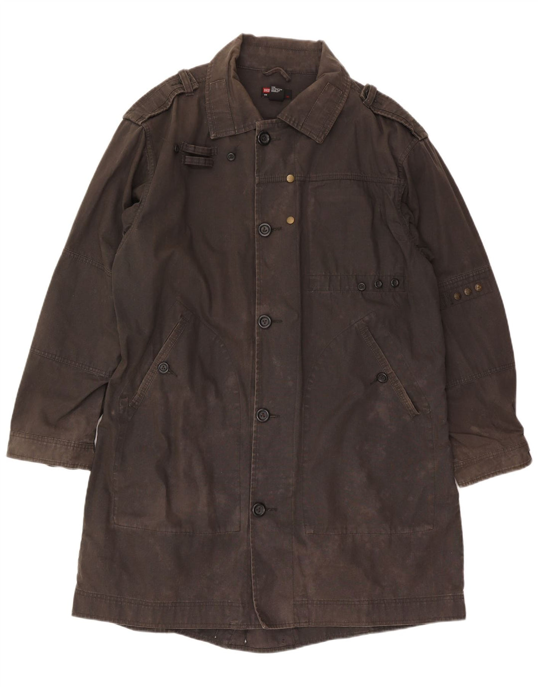 Pardesiu militar pentru bărbați Diesel UK 40 mare bumbac gri