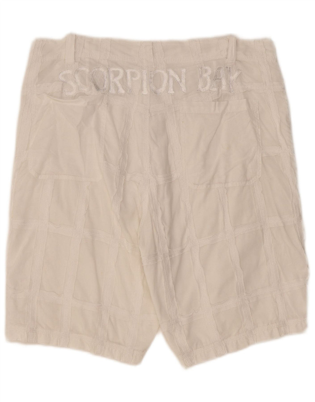 Pantaloni scurți chino grafic pentru bărbați Scorpion Bay W33, bumbac cu carouri alb mediu
