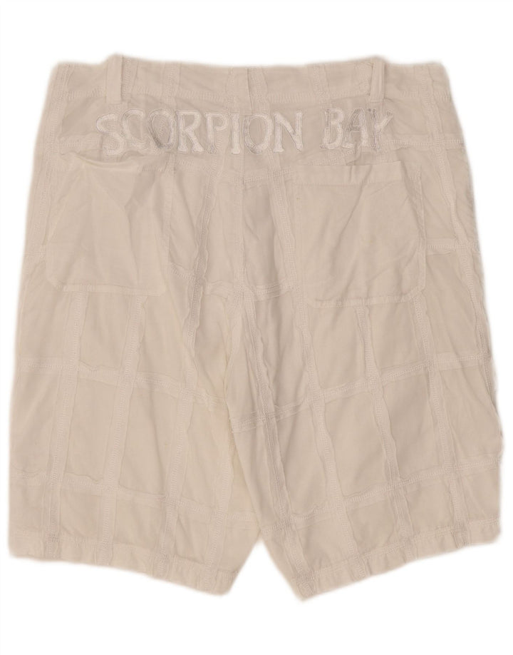 Pantaloni scurți chino grafic pentru bărbați Scorpion Bay W33, bumbac cu carouri alb mediu