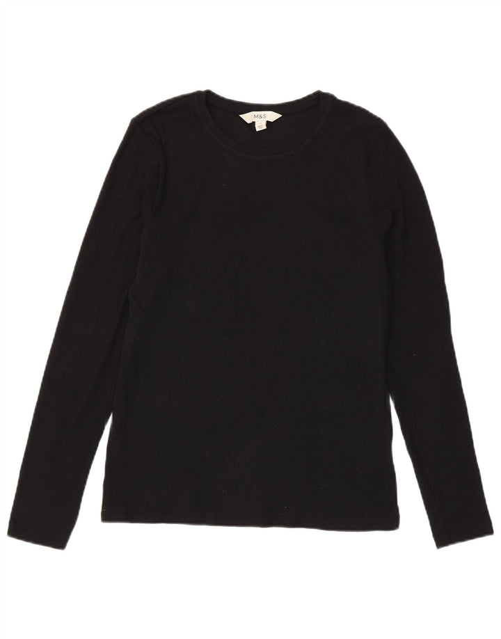 Top pentru femei Marks & Spencer cu mânecă lungă UK 14, bumbac mediu negru