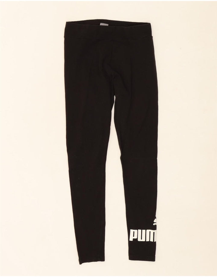 PUMA Womens Graphic Leggings UK 10 Small Black Cotton Vintage Puma and Second-Hand Puma from Messina Hembry 