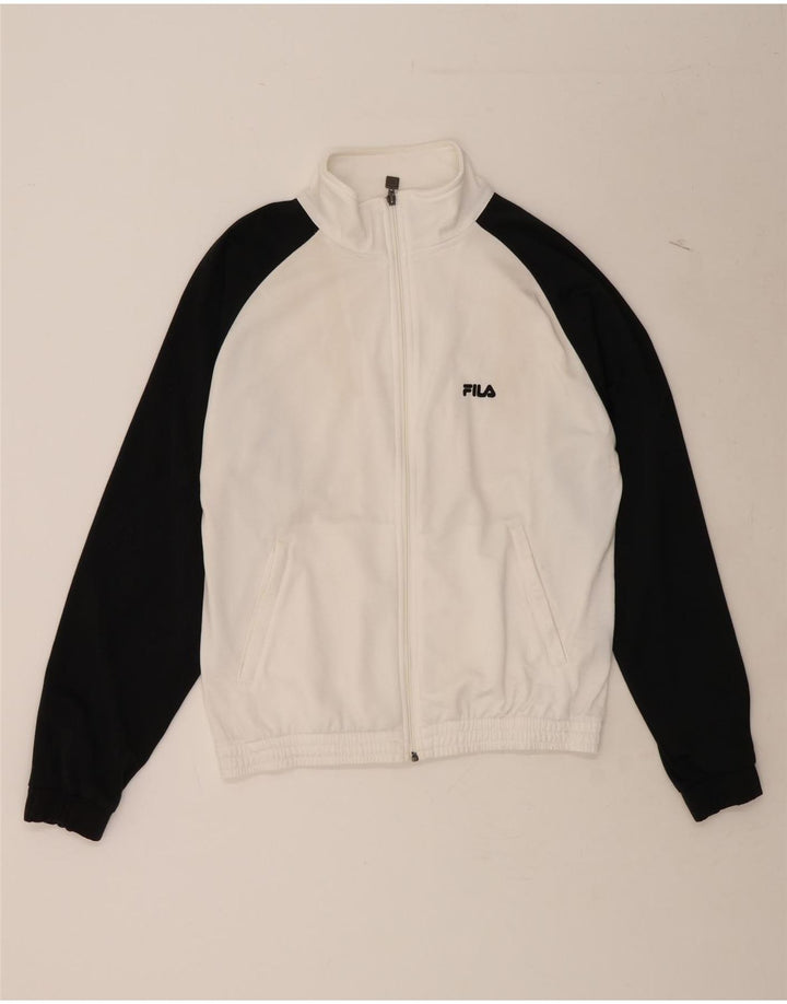 FILA Mens Tracksuit Top Jacket Small White Colourblock Polyester Vintage Fila and Second-Hand Fila from Messina Hembry 