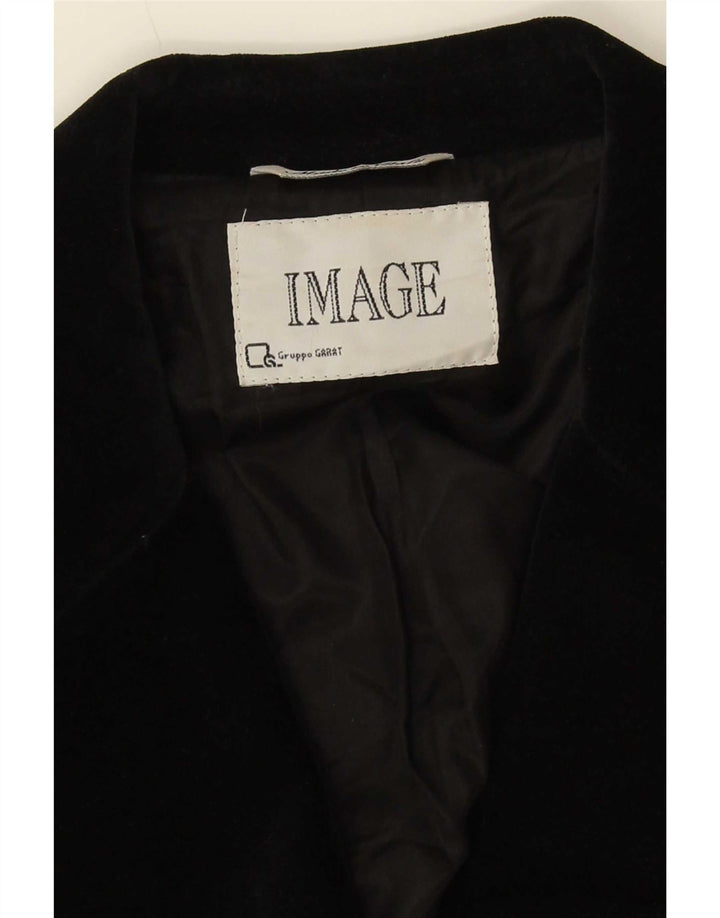 Jachetă vintage din catifea cu 3 nasturi pentru femei UK 14 Medium Black