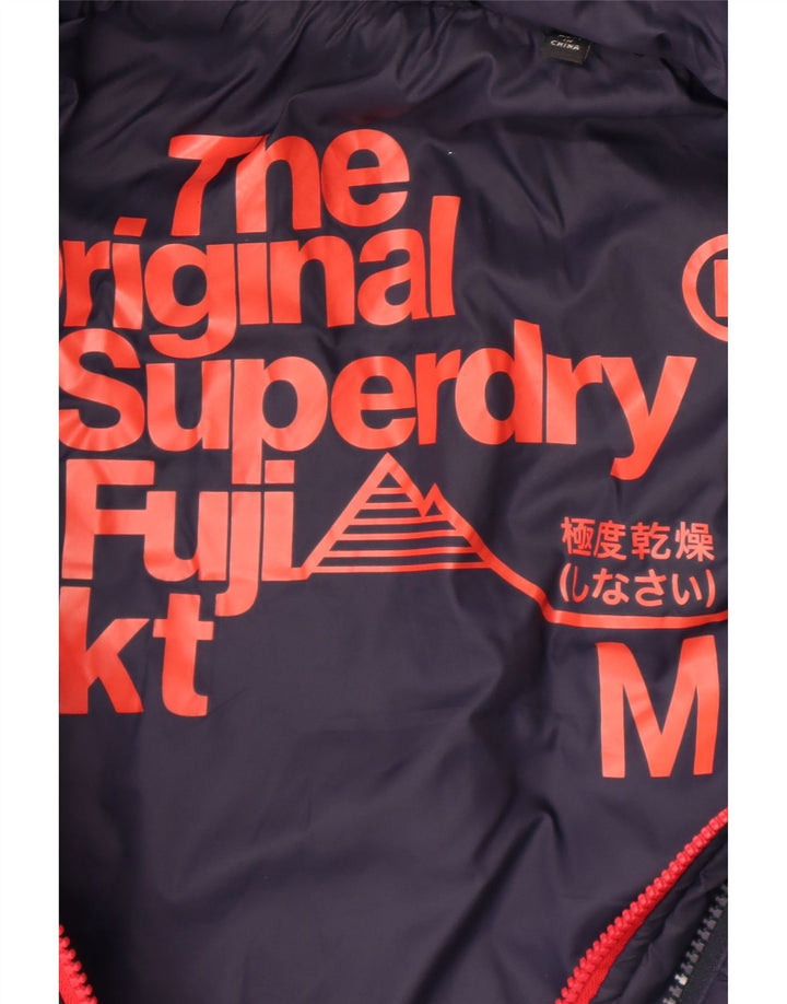 Jachetă căptușită cu glugă Superdry pentru femei UK 12 Medium Navy Blue Marine