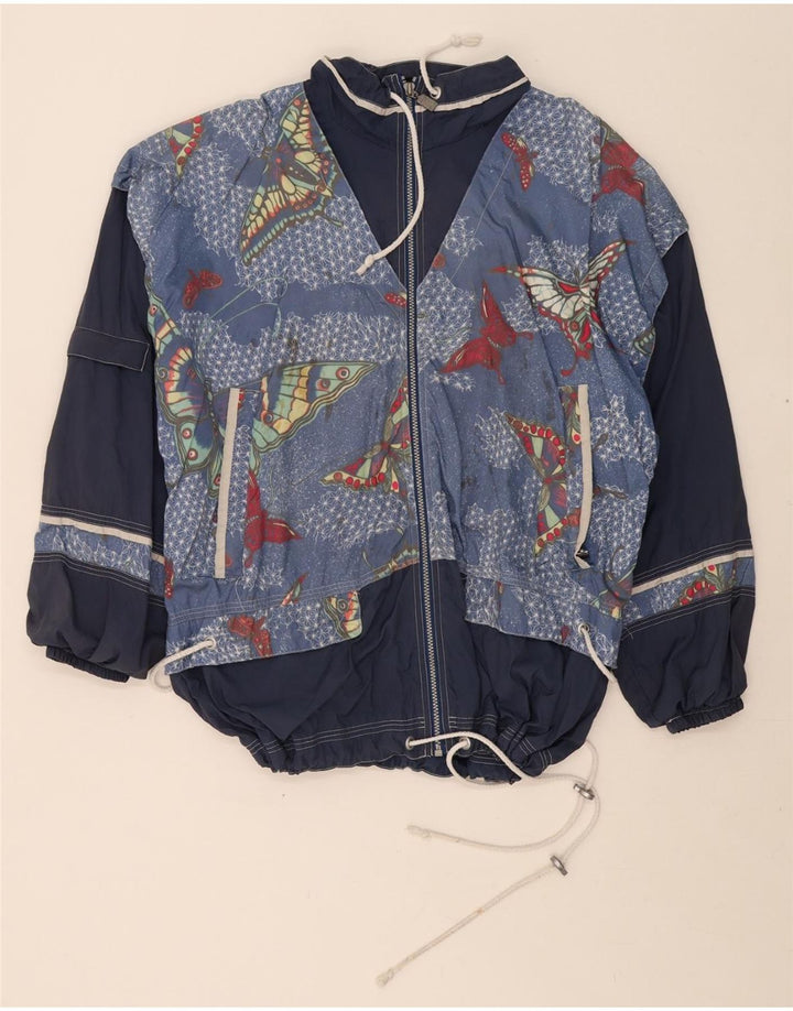 VINTAGE Mens Tracksuit Top Jacket UK 40 Medium Navy Blue Butterfly Vintage Vintage and Second-Hand Vintage from Messina Hembry 