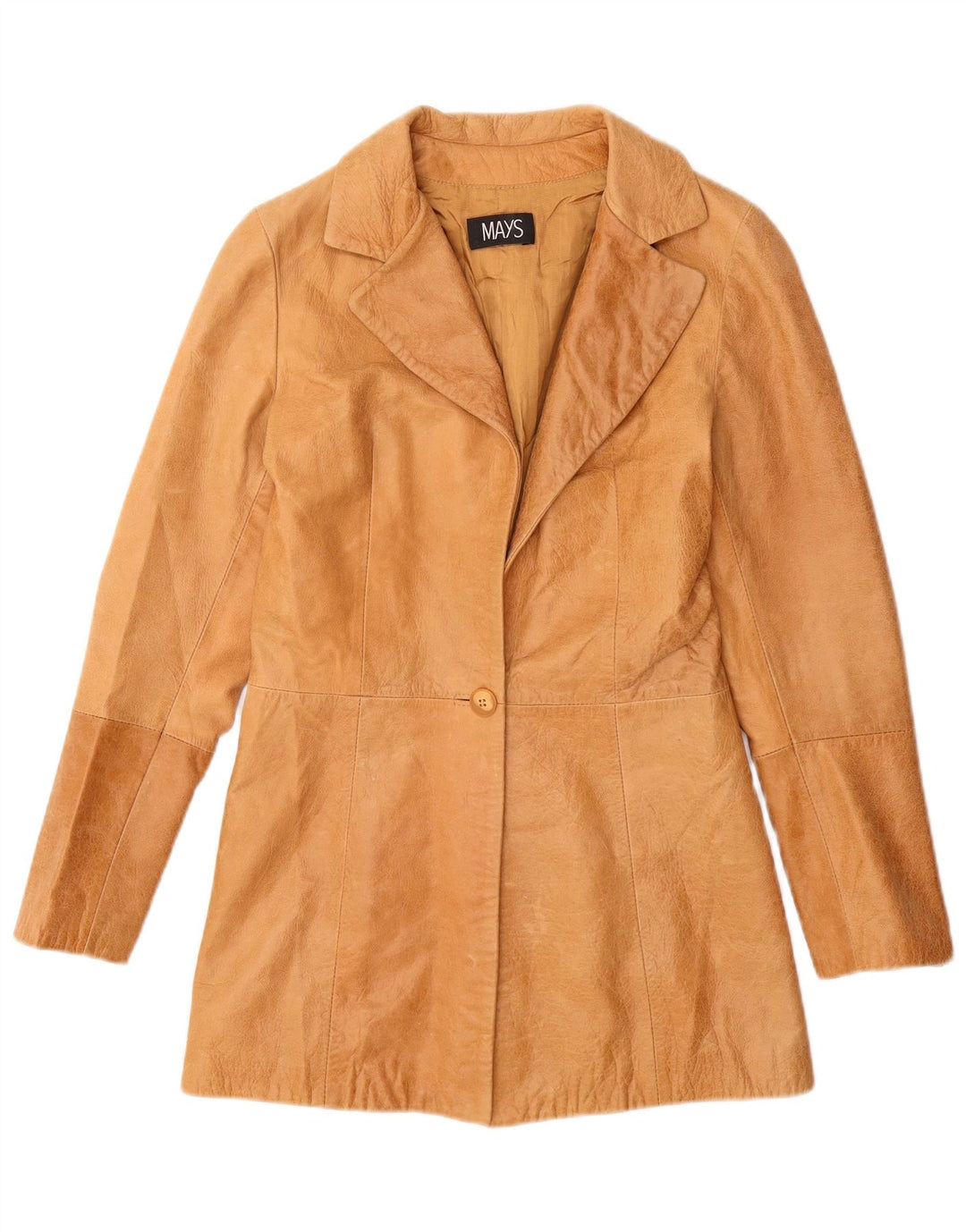 MAYS Womens Leather Jacket IT 42 Medium Beige Leather