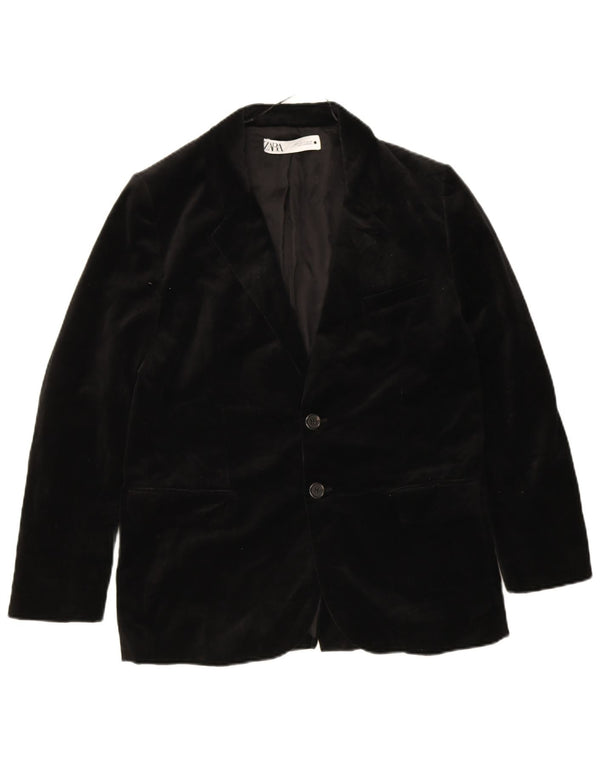 Blazer pentru bărbați din catifea cu 2 nasturi Zara UK 38 Bumbac mediu negru