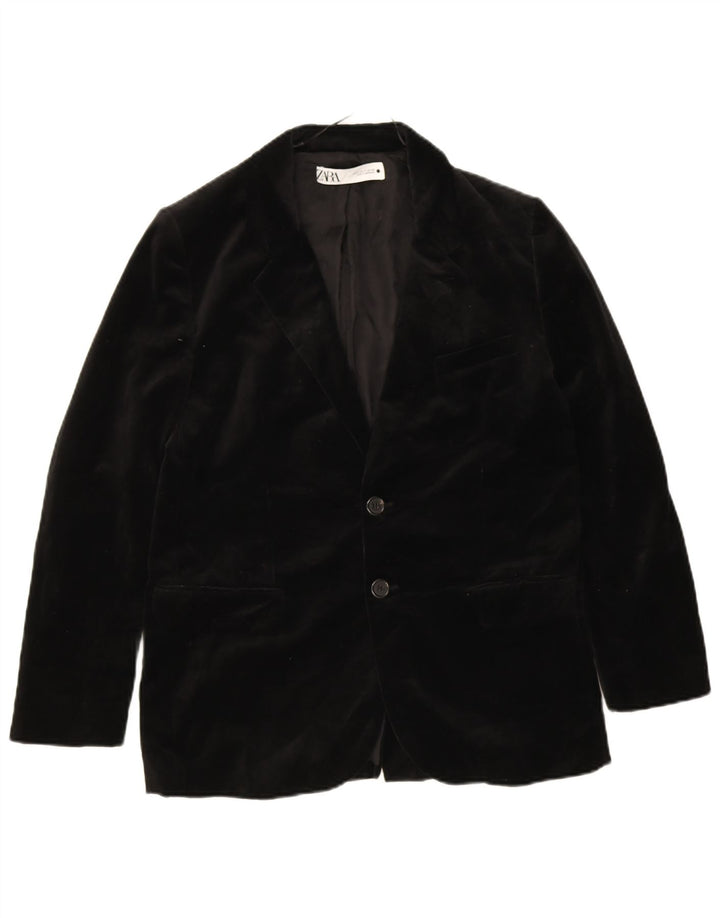 Blazer pentru bărbați din catifea cu 2 nasturi Zara UK 38 Bumbac mediu negru