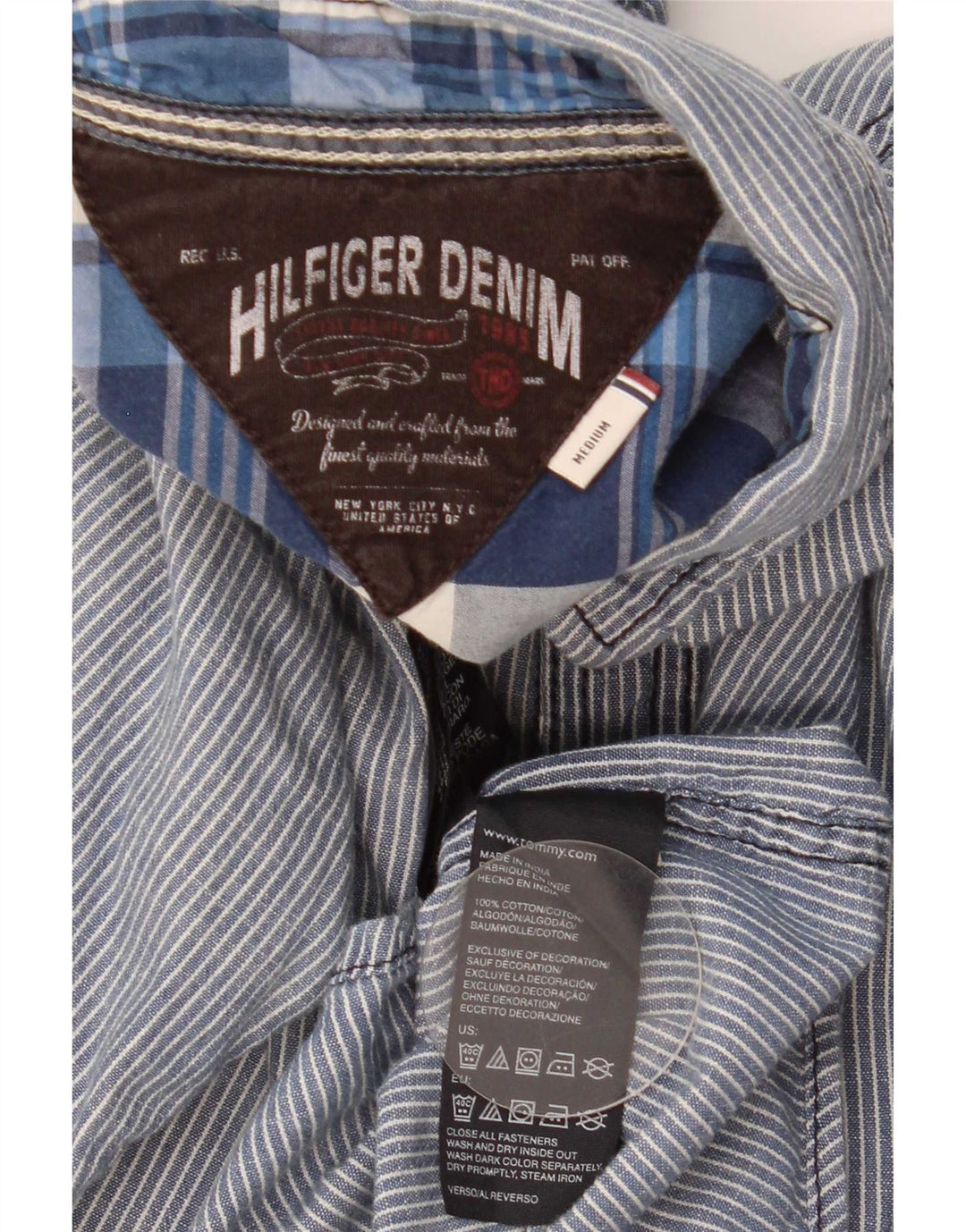 Cămașă pentru bărbați Tommy Hilfiger, bumbac cu dungi, albastru bleumarin mediu