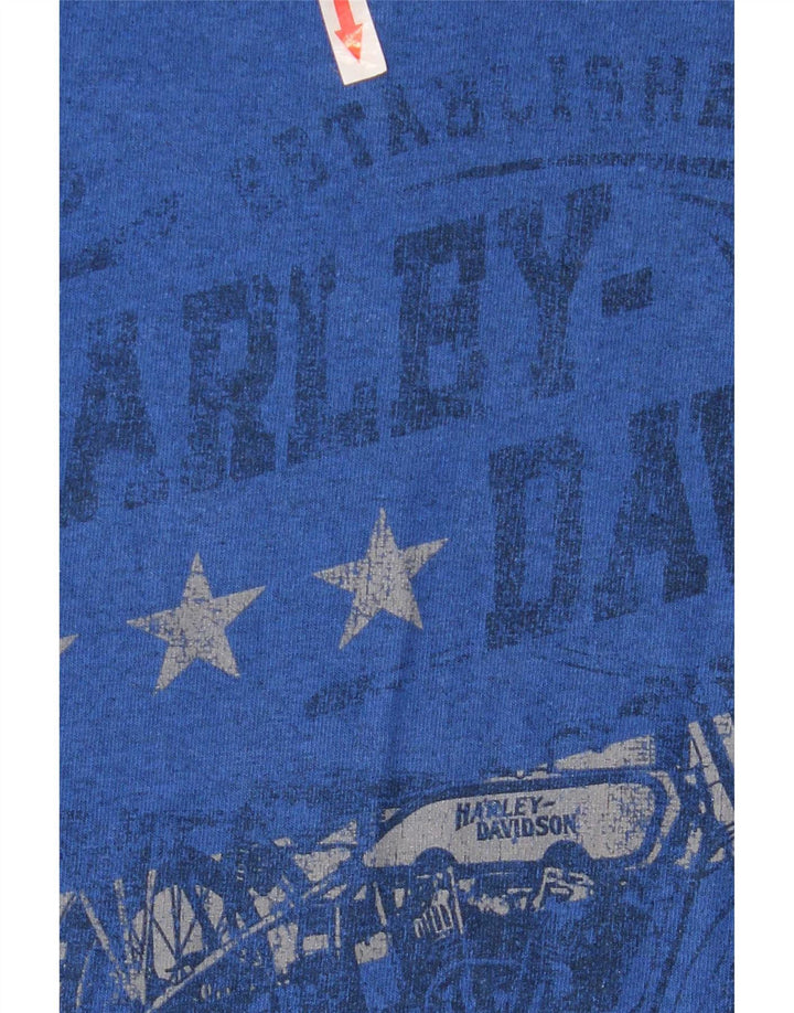 Tricou grafic Harley Davidson pentru bărbați Top mic, albastru, motocicletă