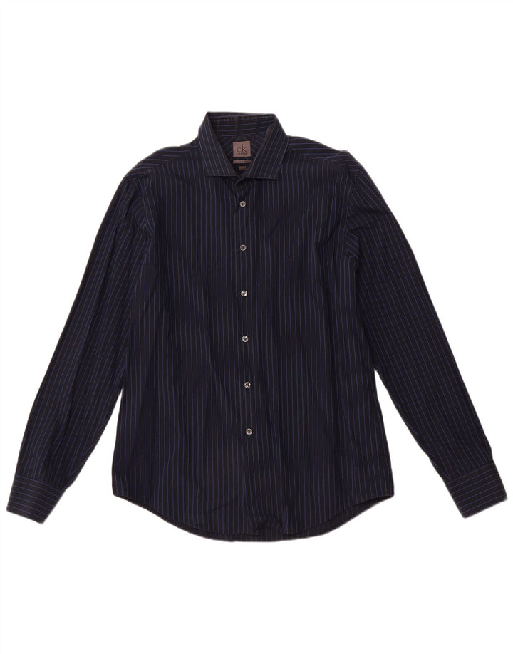 Cămașă pentru bărbați CALVIN KLEIN, slim fit, mărimea 16 41, mare, bleumarin, bumbac cu dungi