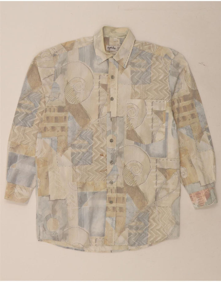 ANGELO LITRICO Mens Abstract Pattern Shirt Size 37/38 Small Beige Cotton Vintage Angelo Litrico and Second-Hand Angelo Litrico from Messina Hembry 