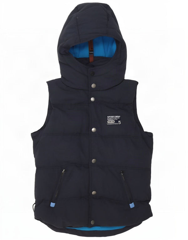 Gilet căptușit cu glugă grafic Superdry pentru bărbați UK 38 Medium Navy Blue Marine