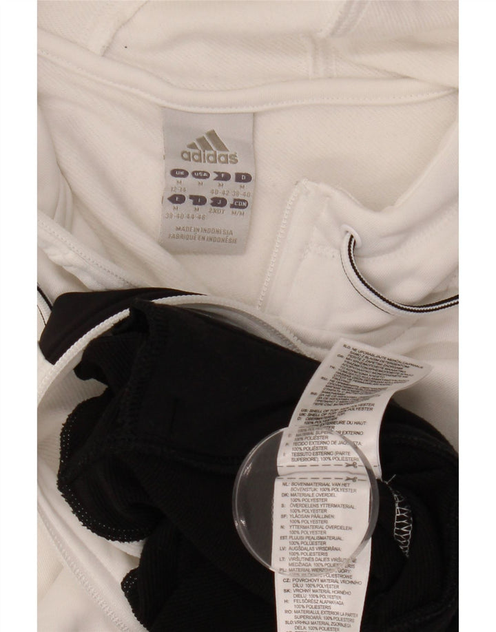 Pulover ADIDAS pentru femei, cu fermoar, UK 12/14, alb mediu, color block