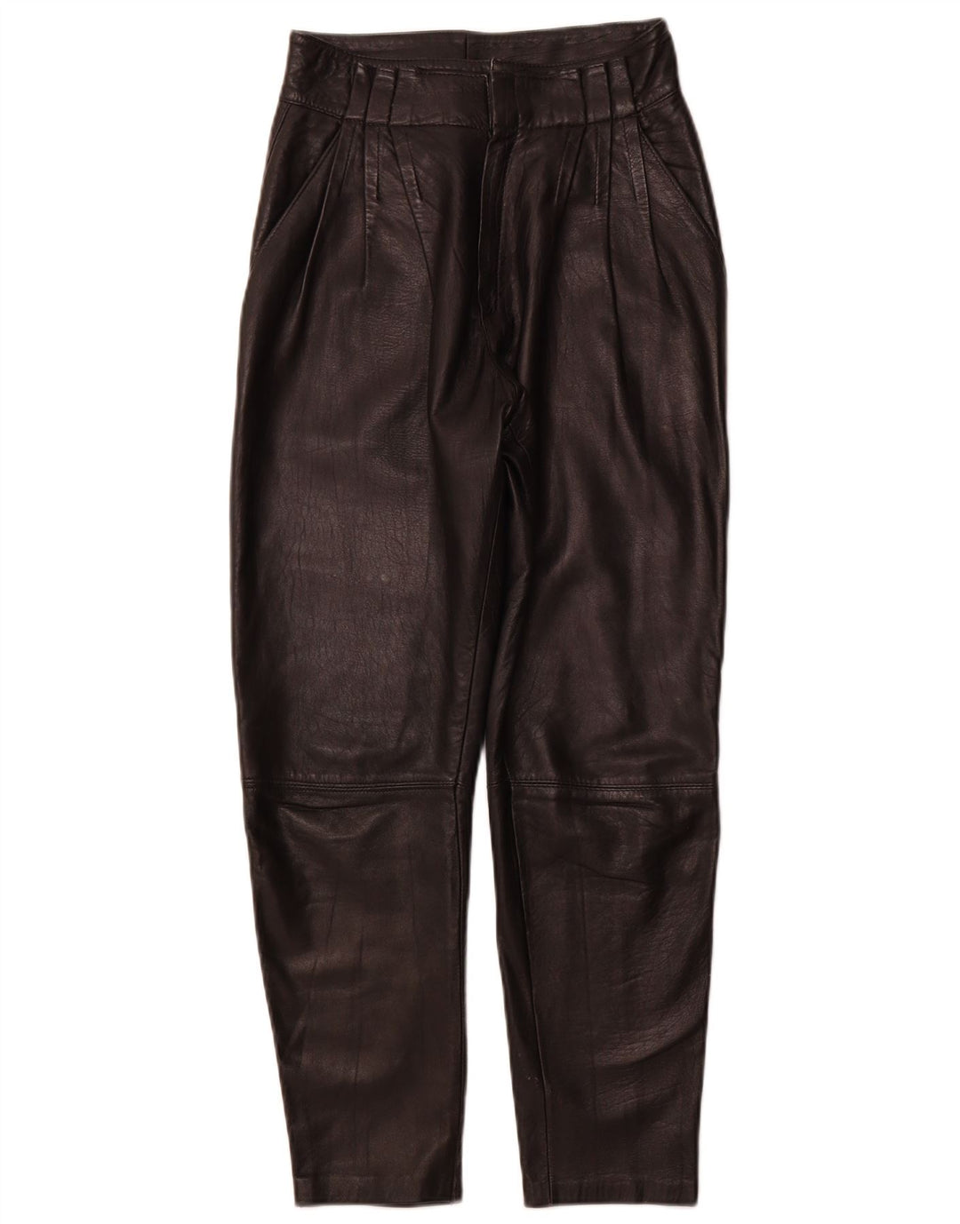 Pantaloni din piele VINTAGE pentru femei IT 44 Medium W26 L26 Piele neagră