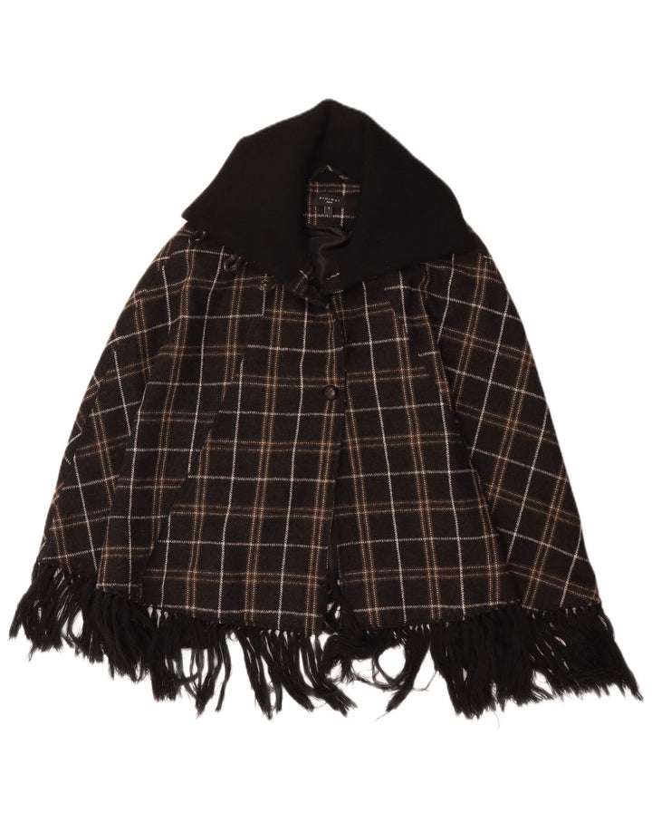 Palton Poncho pentru femei Project UK 10 Poliester cu carouri maro mici