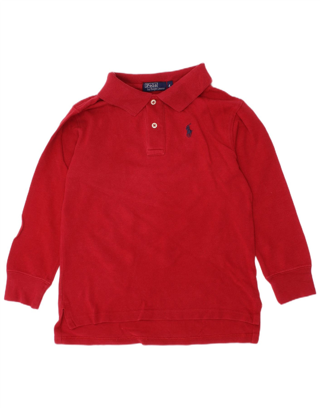 POLO RALPH LAUREN Tricou polo cu maneca lunga pentru baieti 3-4 ani bumbac rosu