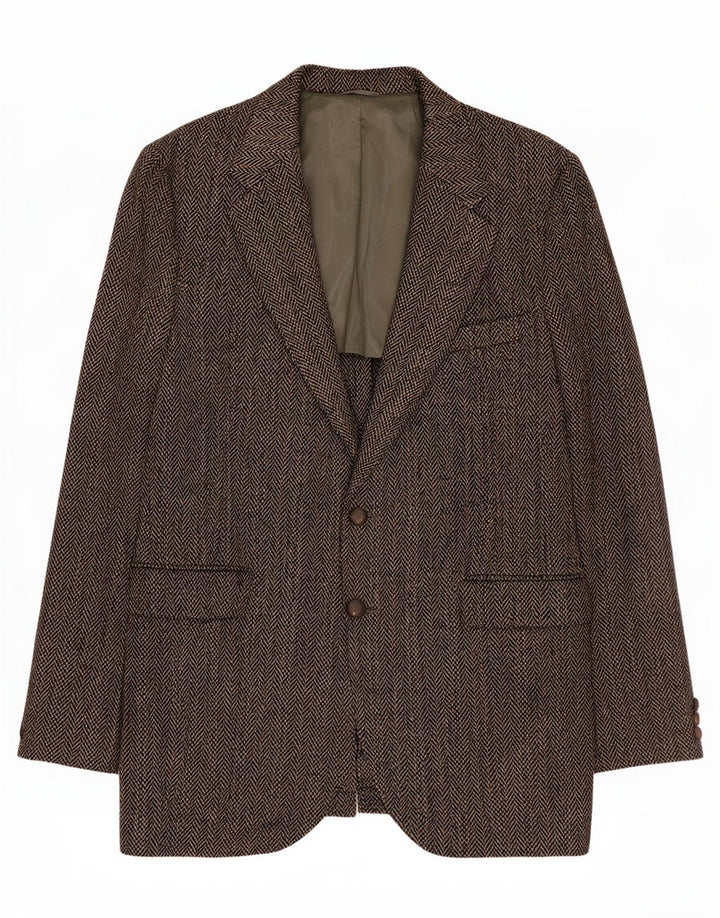 Jachetă pentru bărbați Harris Tweed, cu 2 nasturi, UK 40, lână mare, gri cu oase