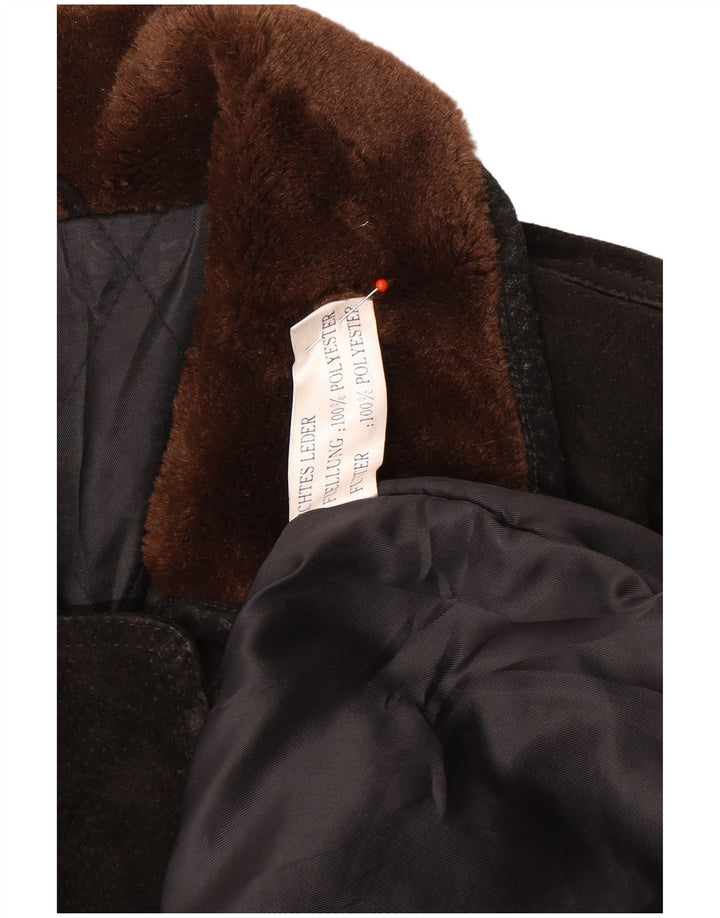 Jachetă vintage de piele intoarsa pentru femei UK 18 XL maro