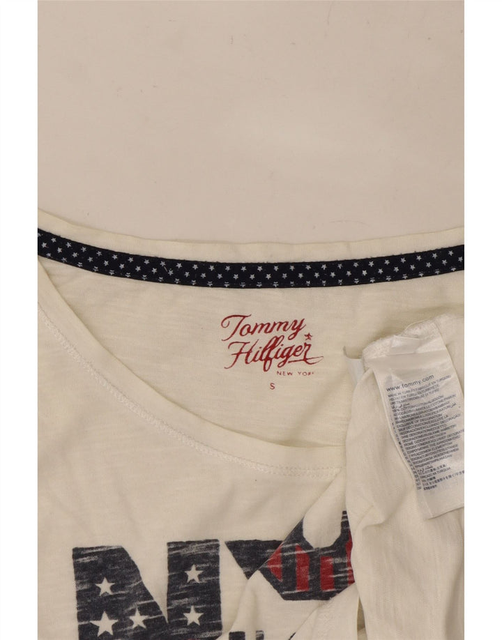 TOMMY HILFIGER Tricou grafic supradimensionat pentru femei Top UK 10 Small White