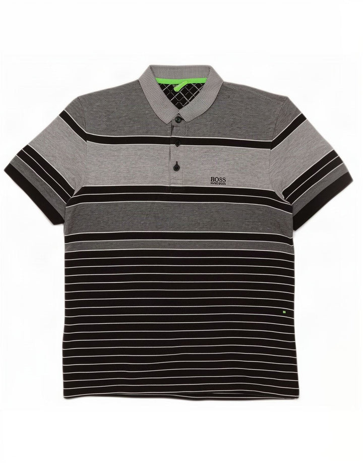 Tricou polo pentru bărbați Hugo Boss, bumbac cu dungi gri mari
